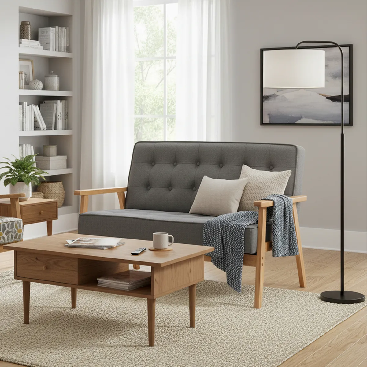 JUST HOME COLLECTION - Sofá 2 Cuerpos Hugo Gris Claro