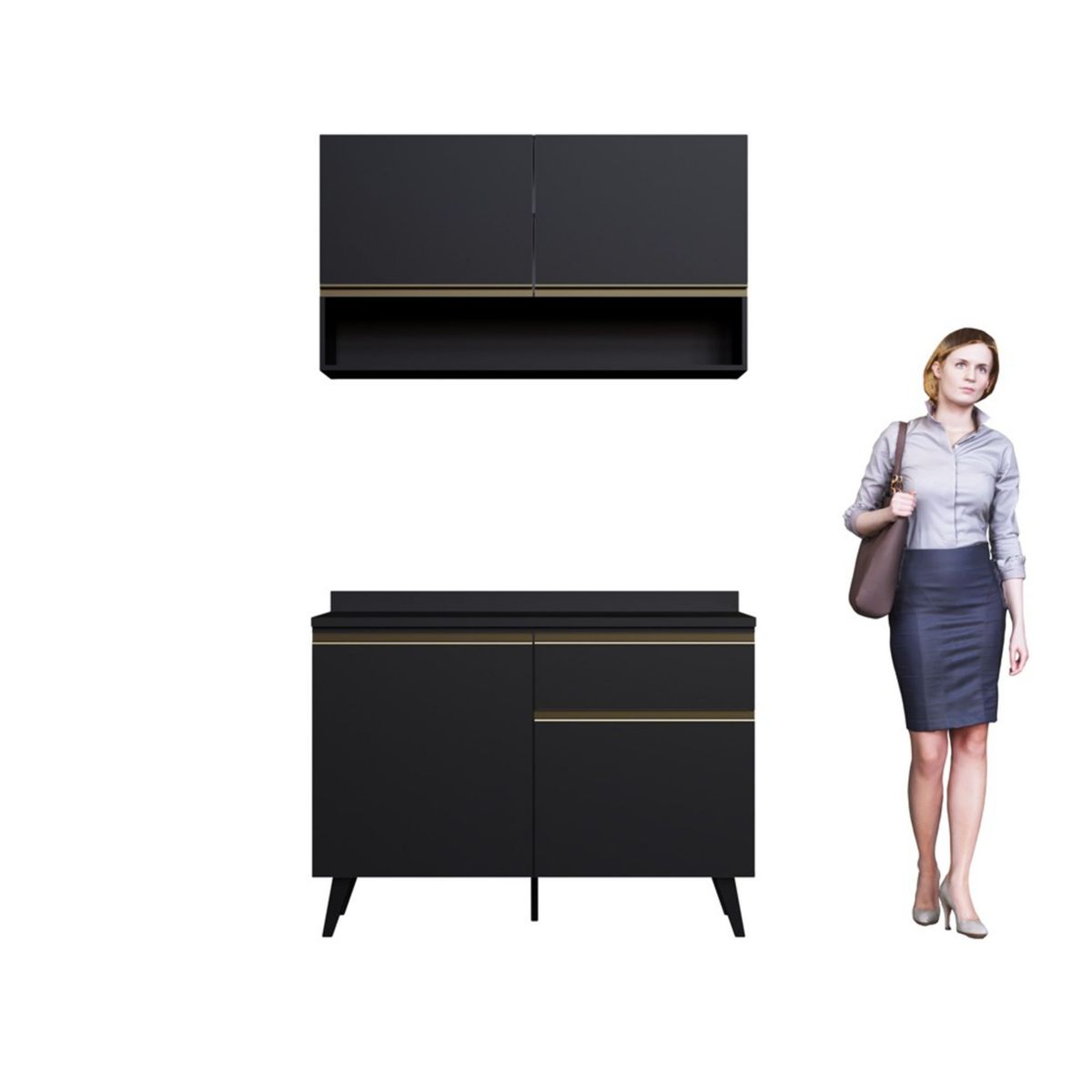 GENIALFLEX - Kit Mueble de Cocina Negro 120cm