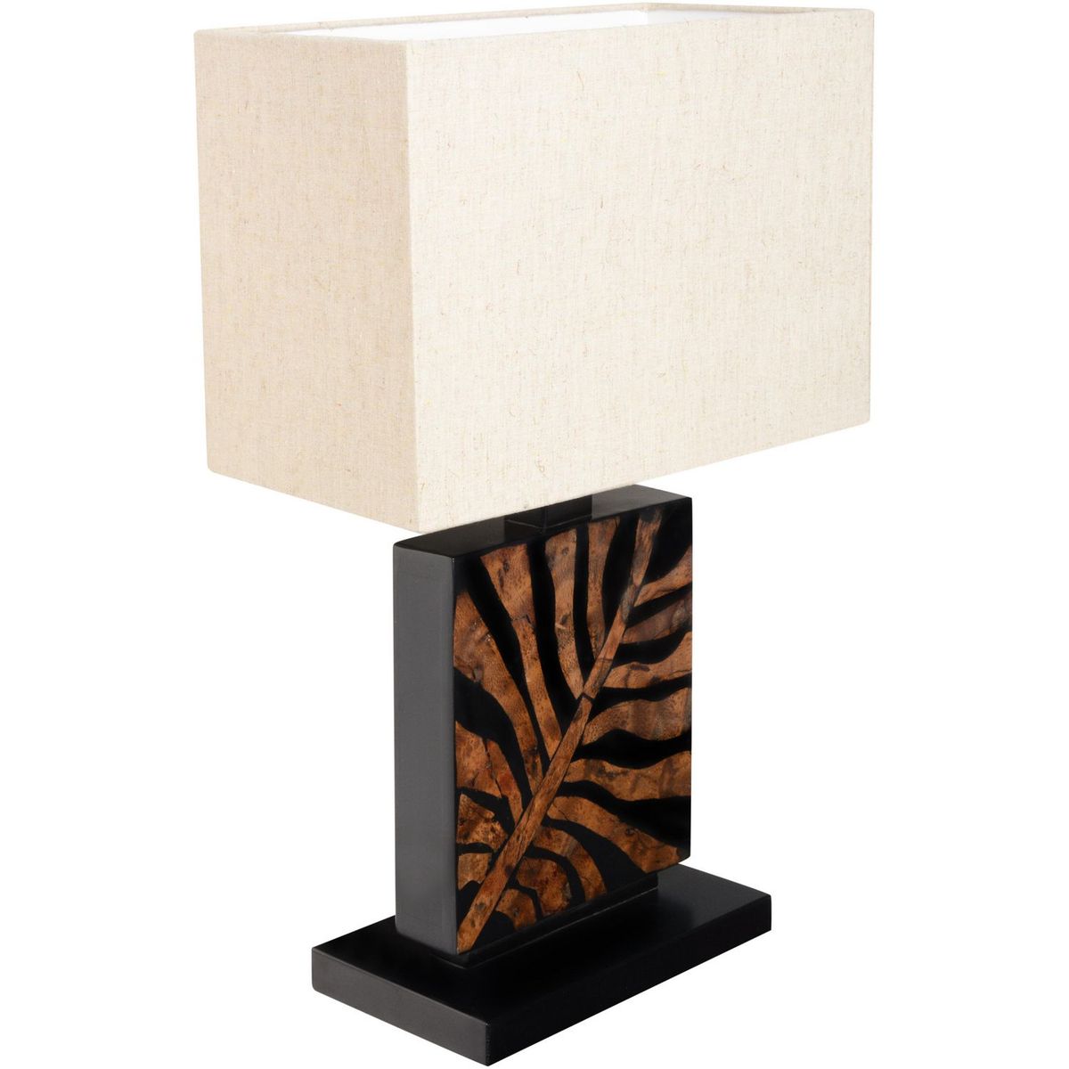 CASA BONITA - Lámpara de Mesa Madera Hoja Palmera