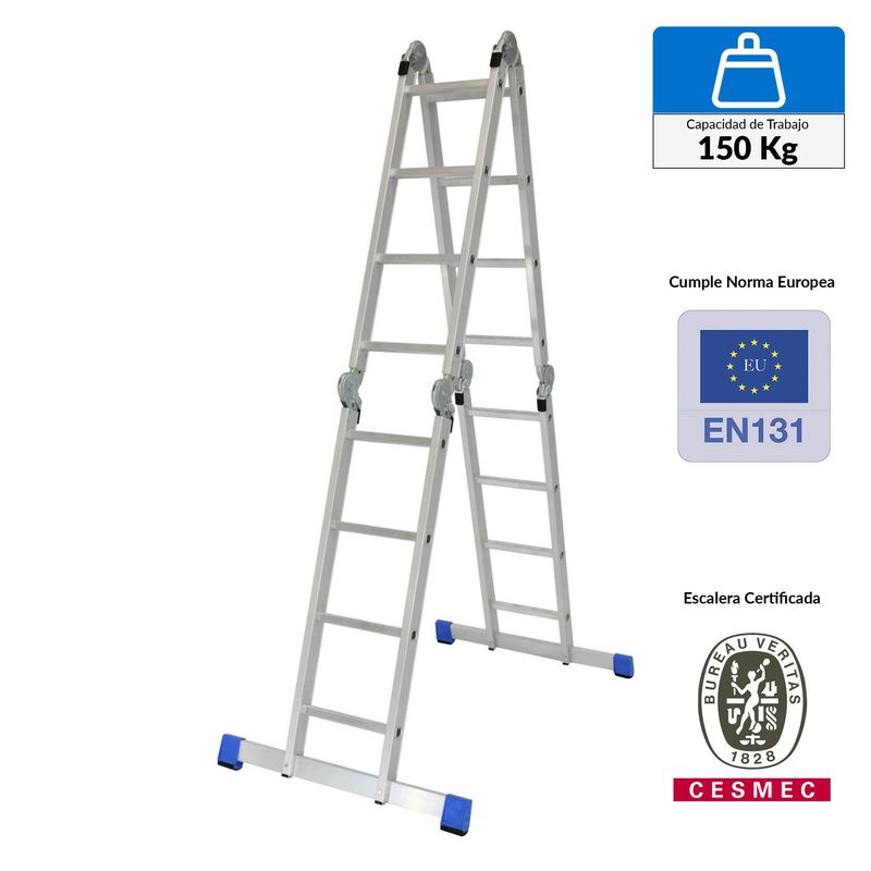 REDLINE - Escalera Multipropósito Aluminio 16 Pasos