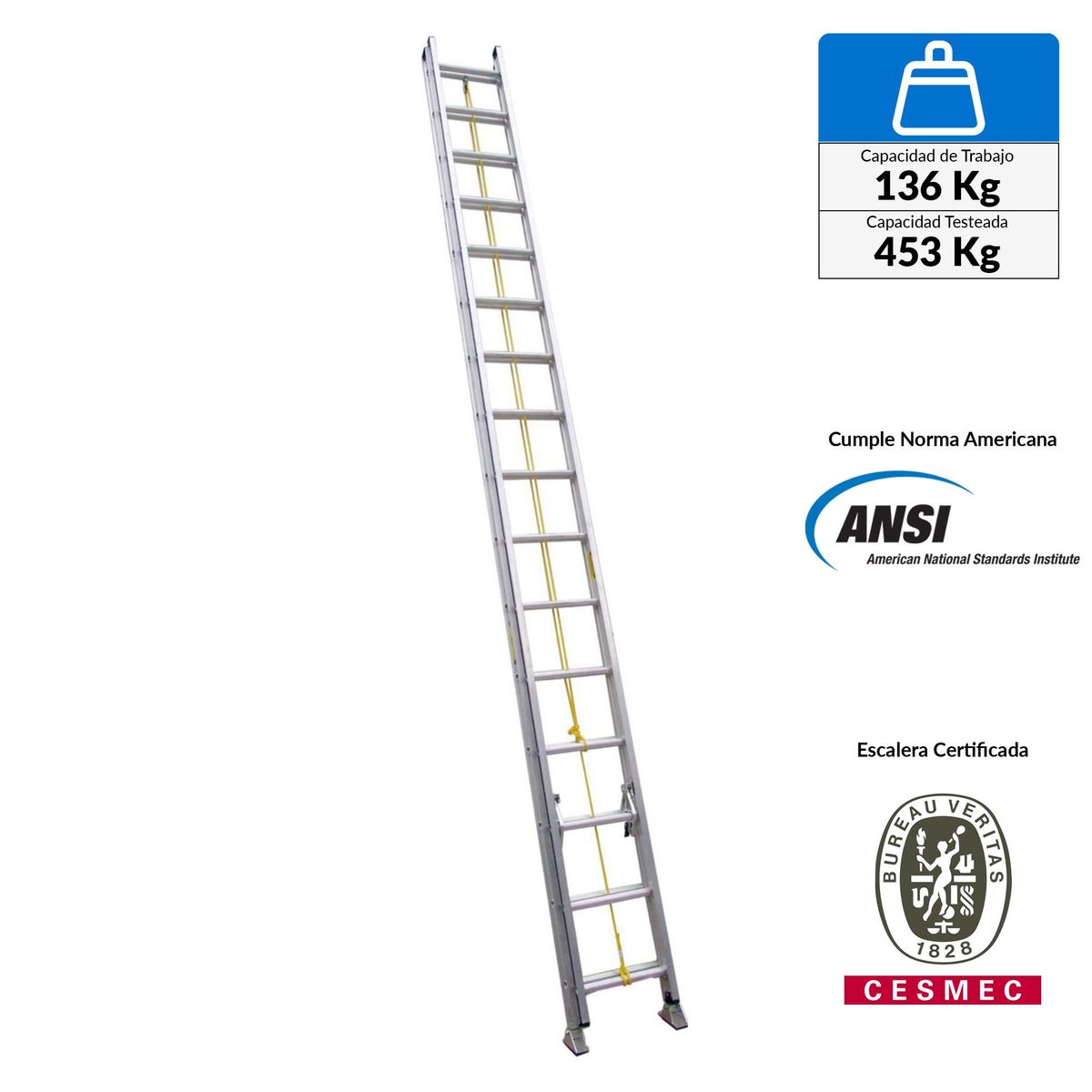 REDLINE - Escalera de extensión de Aluminio 32 pasos