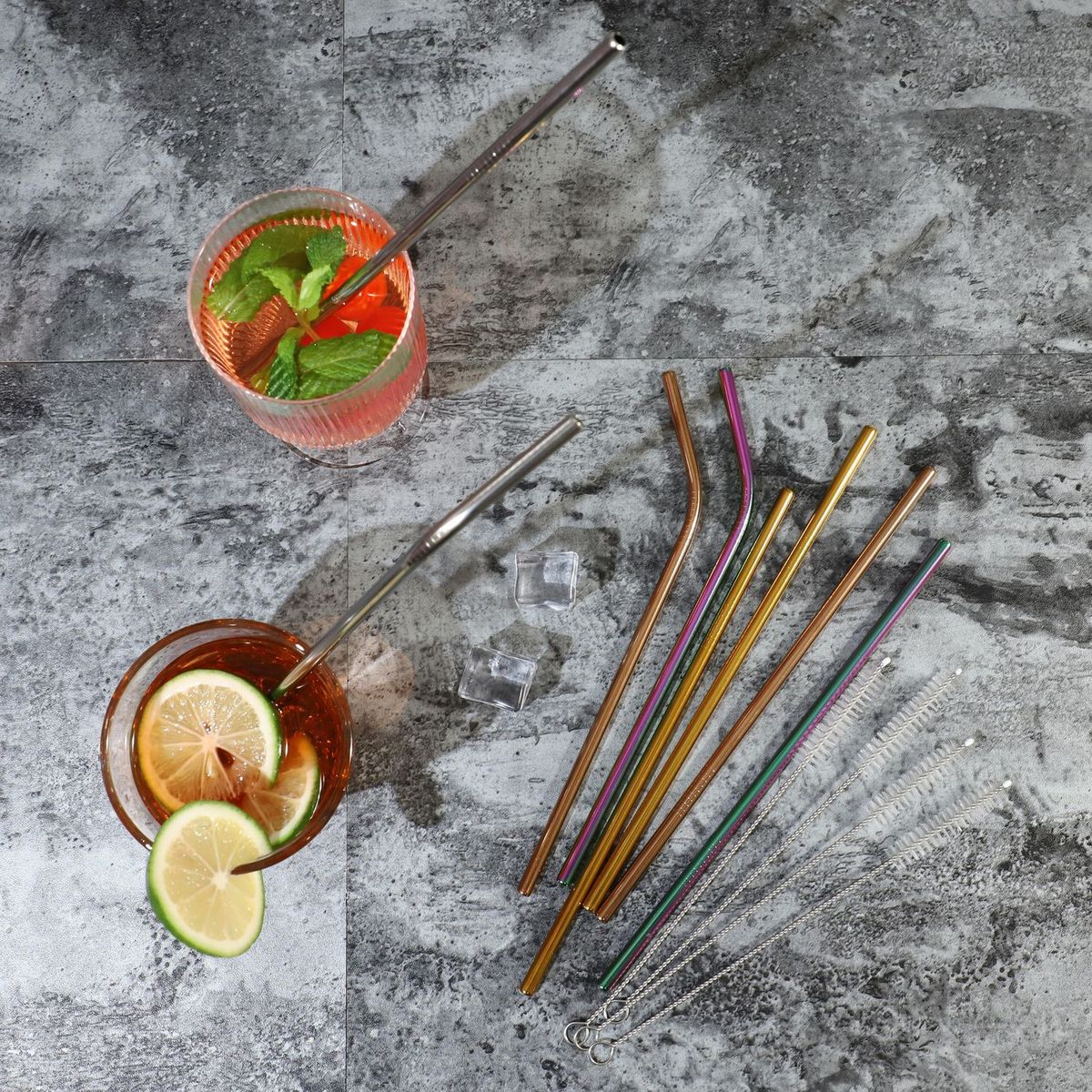 JUST HOME COLLECTION - Set 8 Pajitas + 2 Cepillos