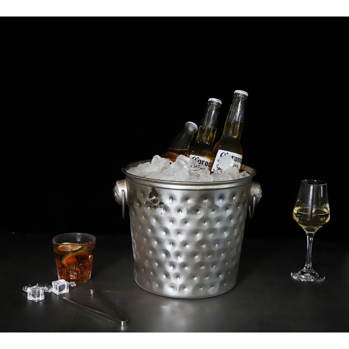 JUST HOME COLLECTION - Hielera con Asas Martillada Inoxidable