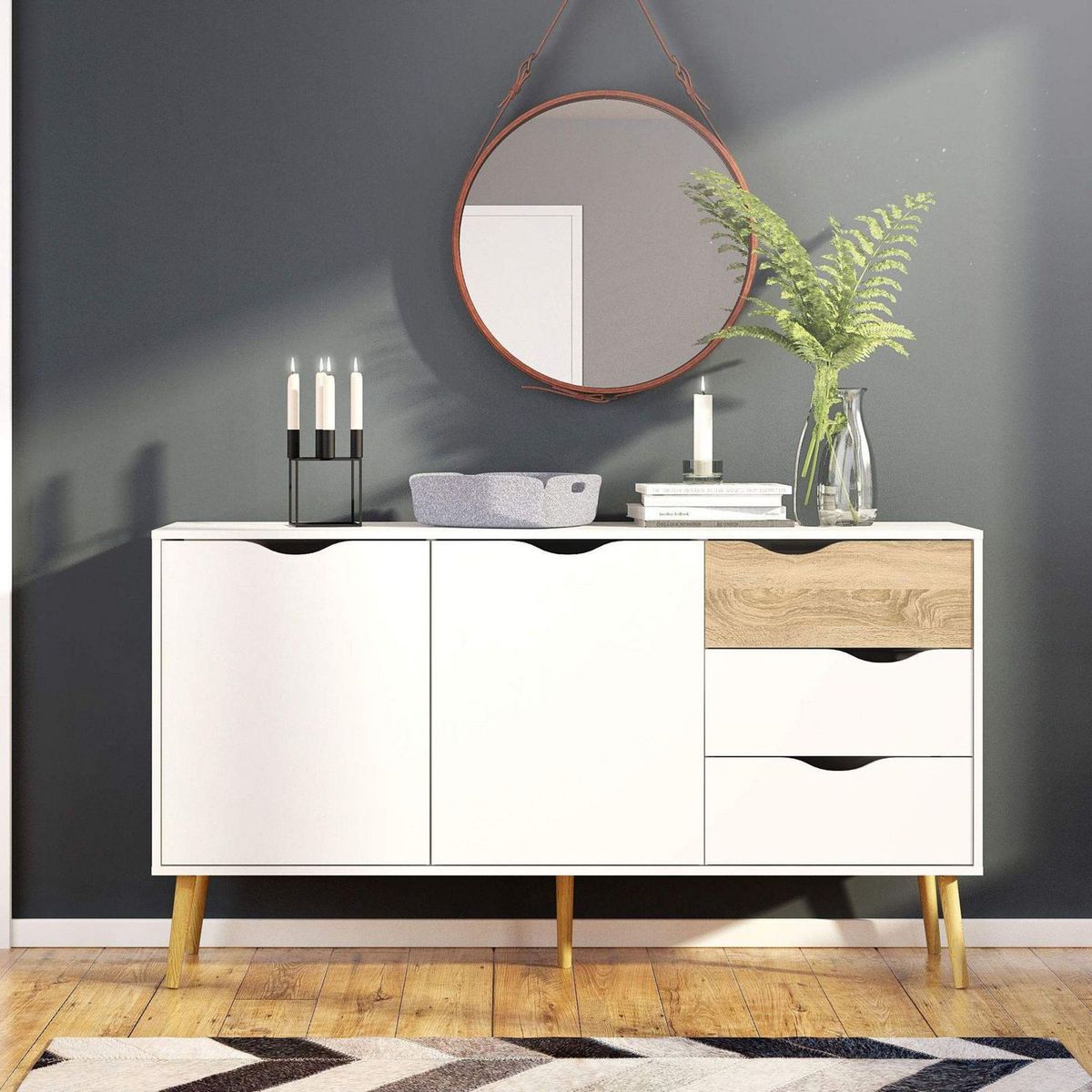 TVILUM - Recibidor Oslo Blanco/Oak