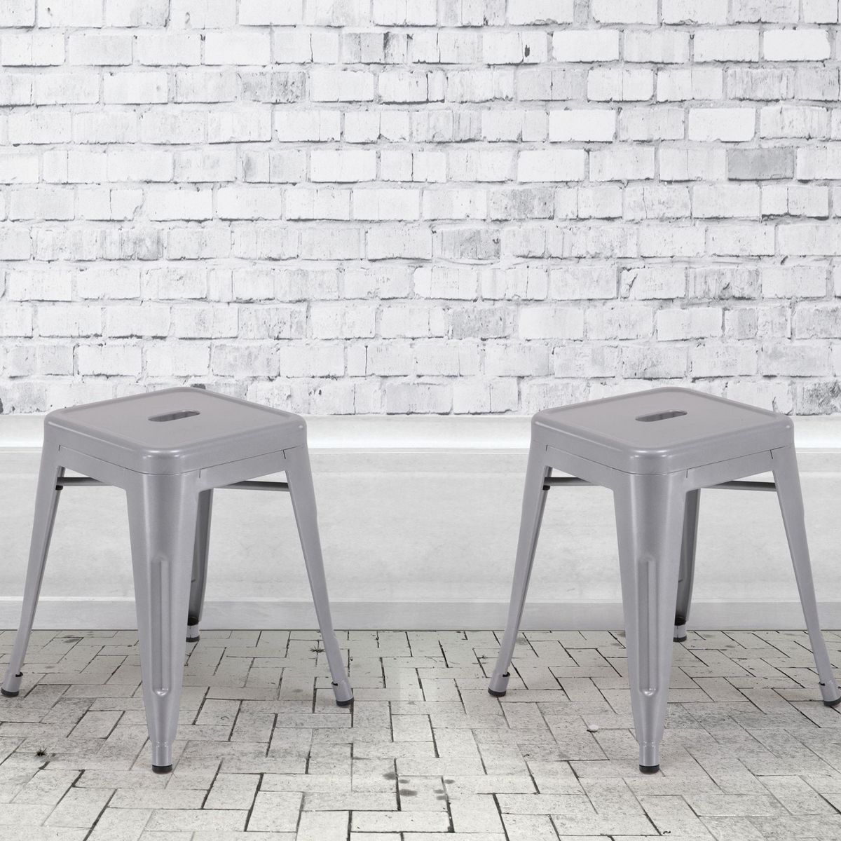 JUST HOME COLLECTION - Banco Bar Tolix Plateado