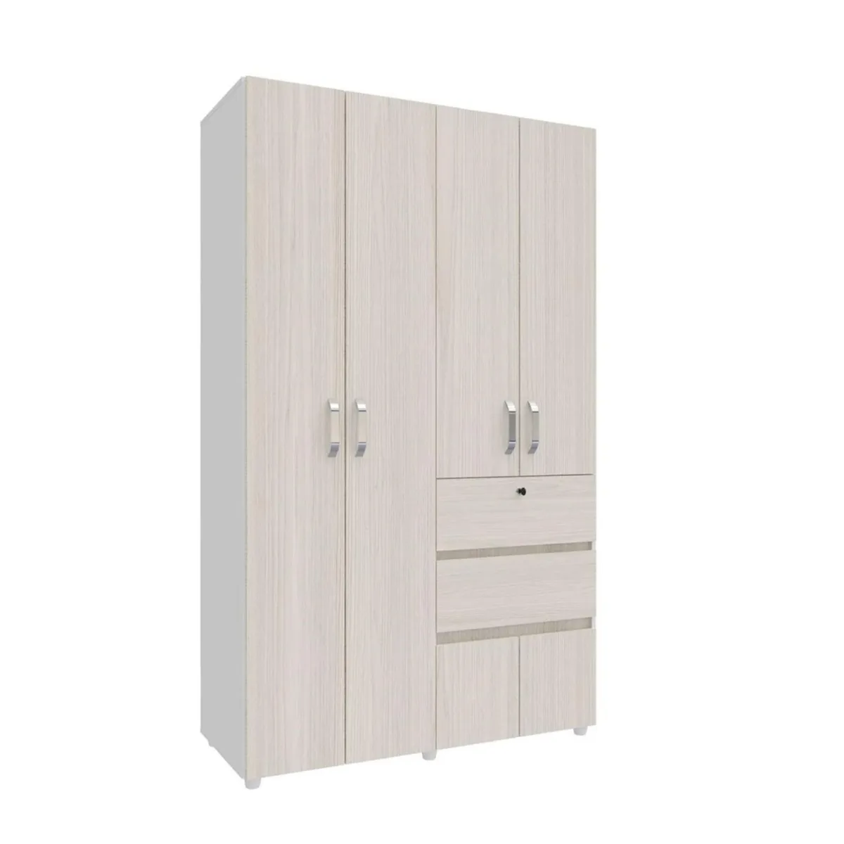 JUST HOME COLLECTION - Ropero 4 Puertas 2 Cajones Melamina Niebla