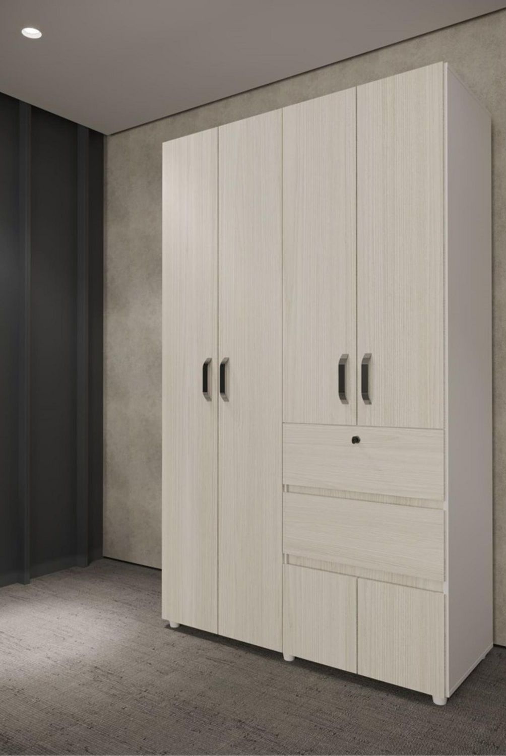 JUST HOME COLLECTION - Ropero 4 Puertas 2 Cajones Melamina Niebla