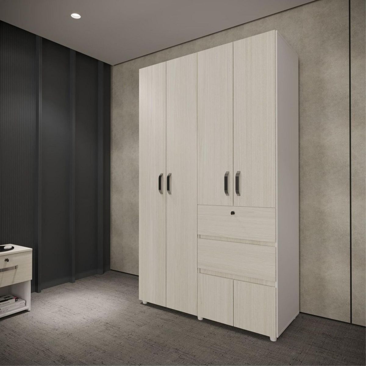 JUST HOME COLLECTION - Ropero 4 Puertas 2 Cajones Melamina Niebla