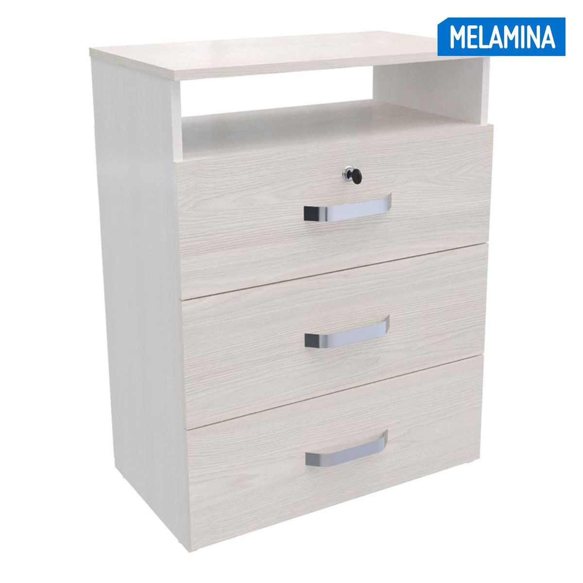 JUST HOME COLLECTION - Cómoda 3 Cajones Melamina Niebla