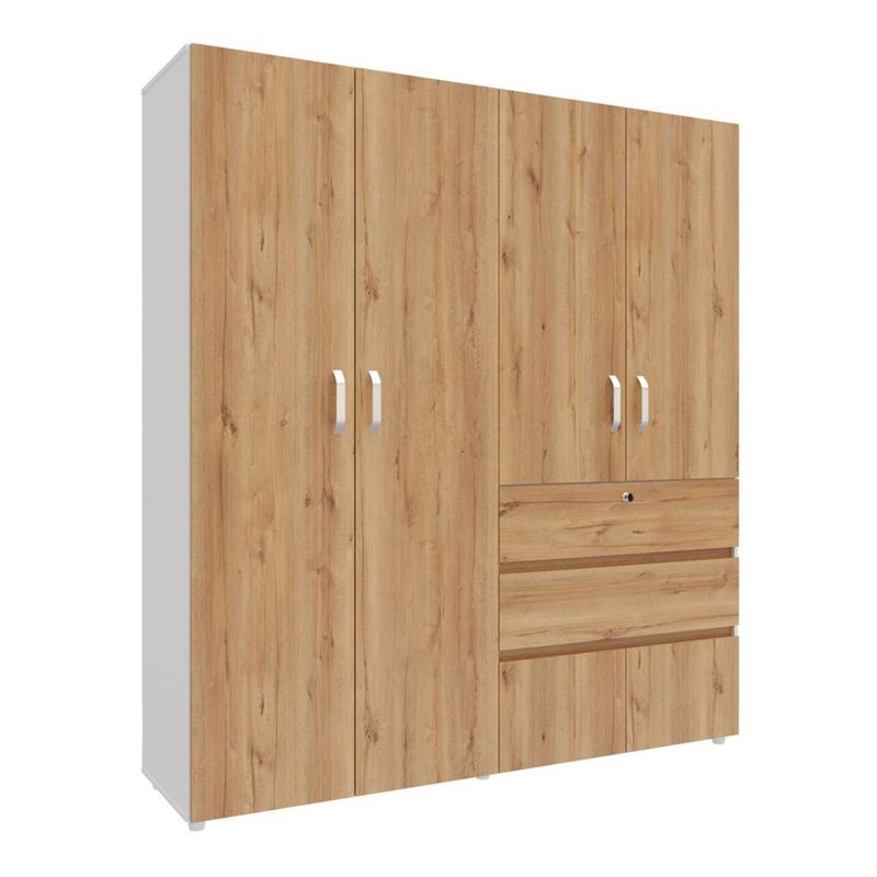 JUST HOME COLLECTION - Ropero 4 Puertas 2 Cajones Melamina Duna