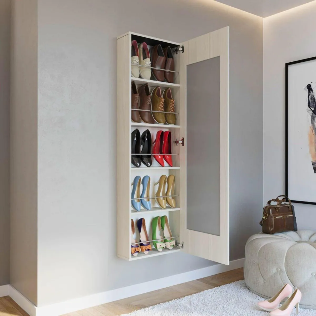 JUST HOME COLLECTION - Zapatera con Espejo Melamina