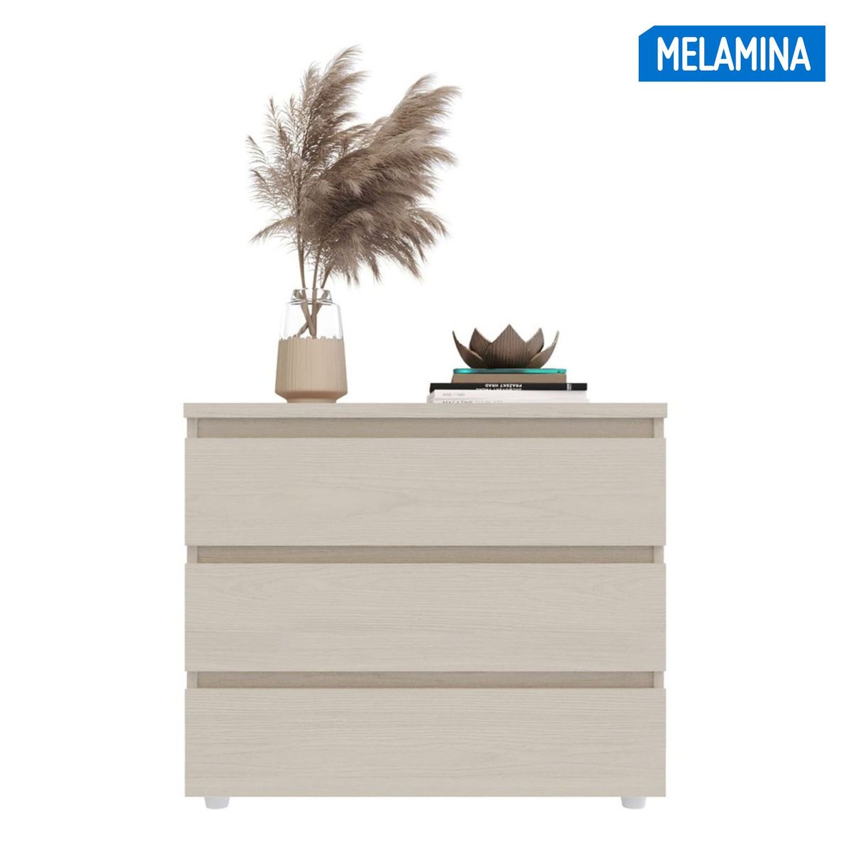 JUST HOME COLLECTION - Cómoda 3 Cajones Melamina Niebla