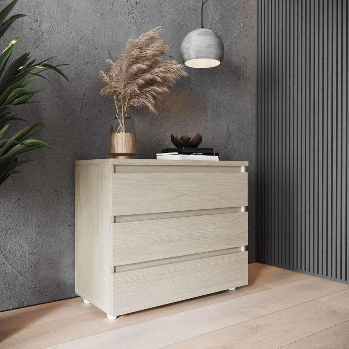 JUST HOME COLLECTION - Cómoda 3 Cajones Melamina Niebla