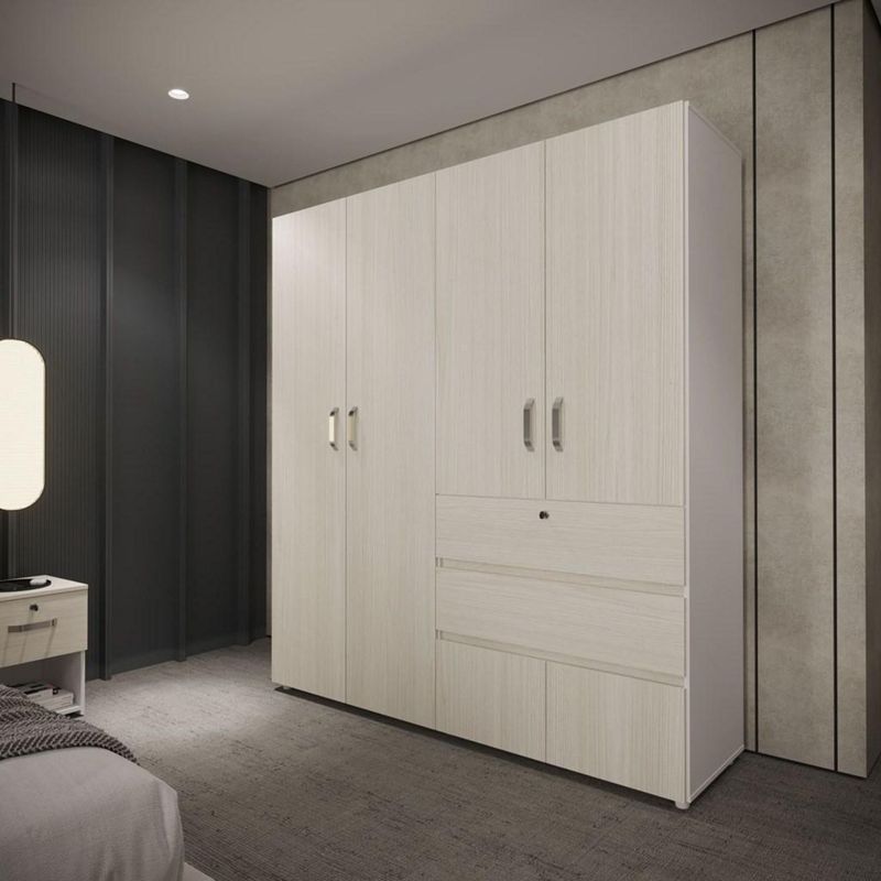JUST HOME COLLECTION - Ropero Blanco 4 Puertas 2 Cajones M01641Cl-Nibl