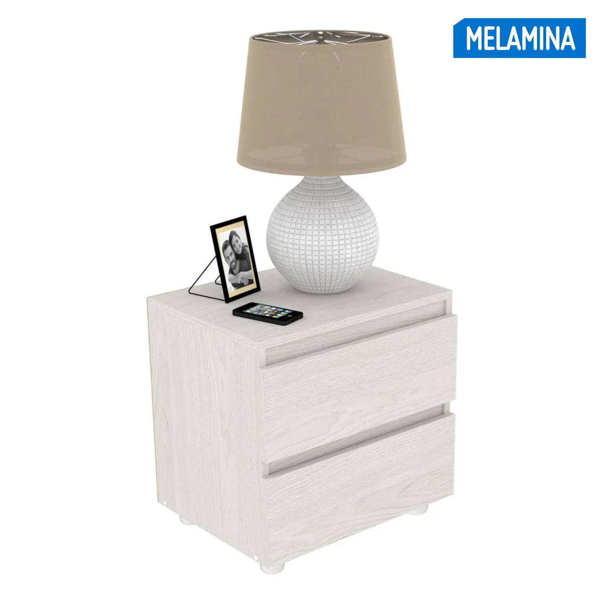 JUST HOME COLLECTION - Velador 2 Cajones Melamina Bur