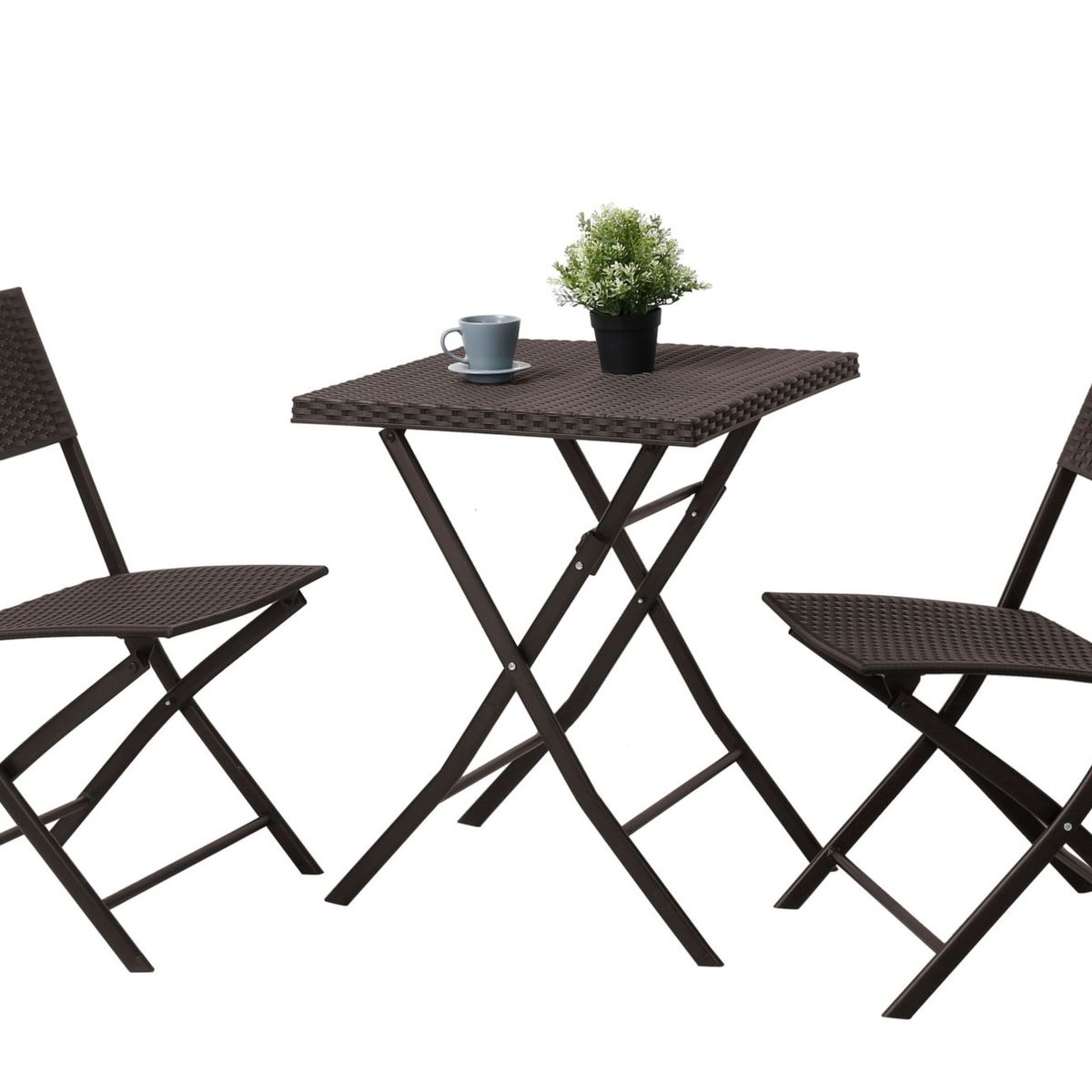 JUST HOME COLLECTION - Juego de Balcón Plegable Cambridge Café oscuro