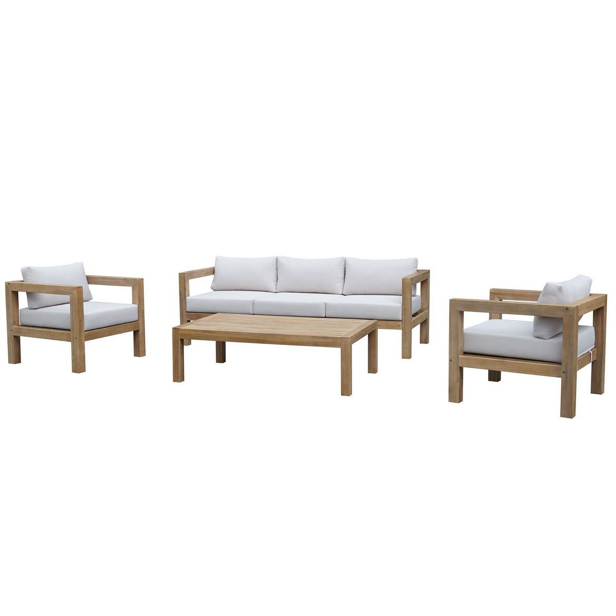 JUST HOME COLLECTION - Juego de Terraza de Madera Natural 5 personas