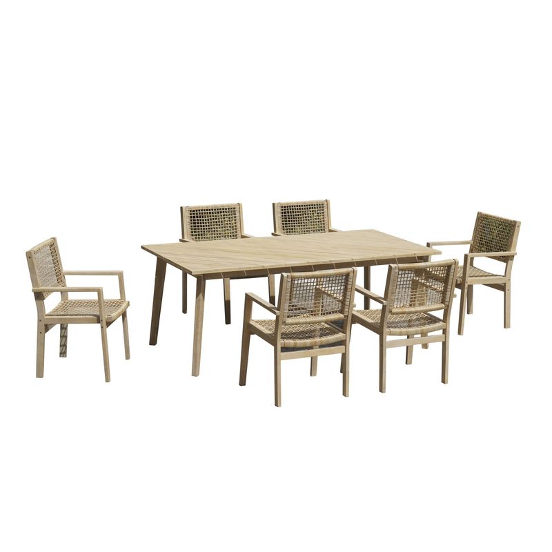 JUST HOME COLLECTION - Juego de Comedor de Madera Natural 6 personas
