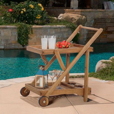 Carrito de Terraza de Madera 2 Pisos