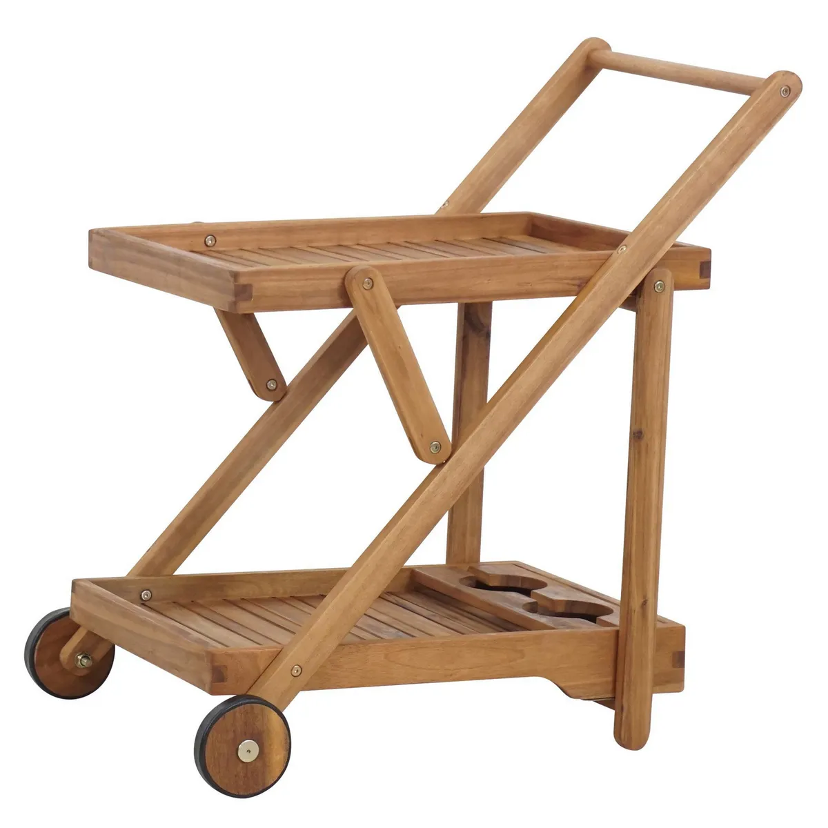 JUST HOME COLLECTION - Carrito de Terraza de Madera 2 Pisos