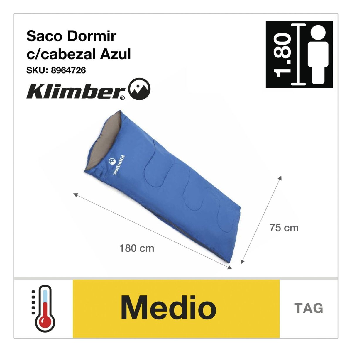 KLIMBER - Saco de Dormir C/Cabezal Azul