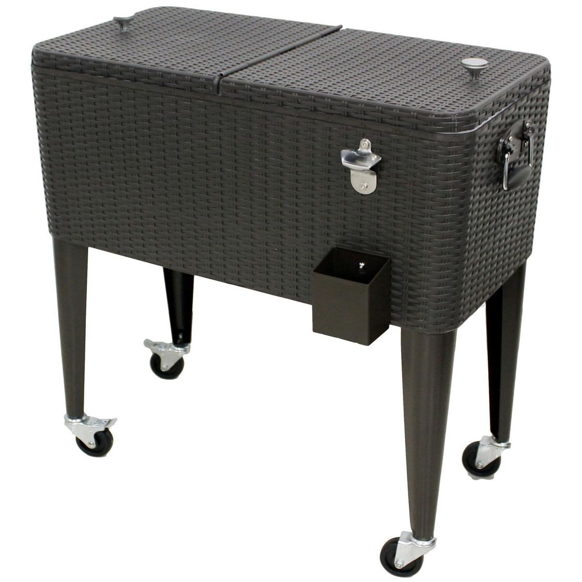 KLIMBER - Cooler de Metal Klimber 76L Ratán Café con Ruedas