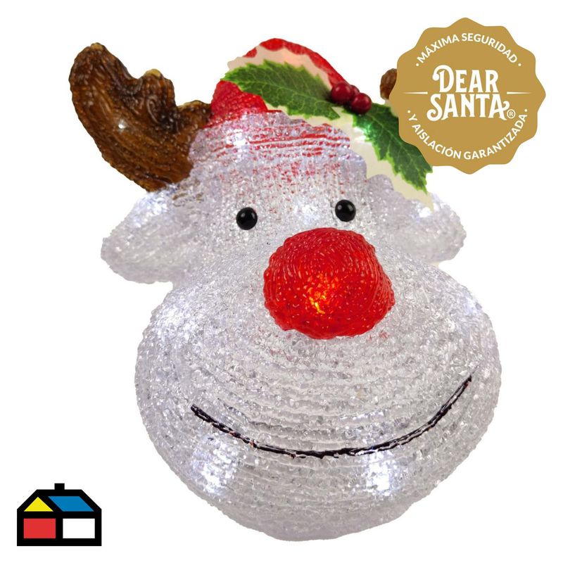 DEAR SANTA - Adorno Cabeza Reno Acrílico 20 LED