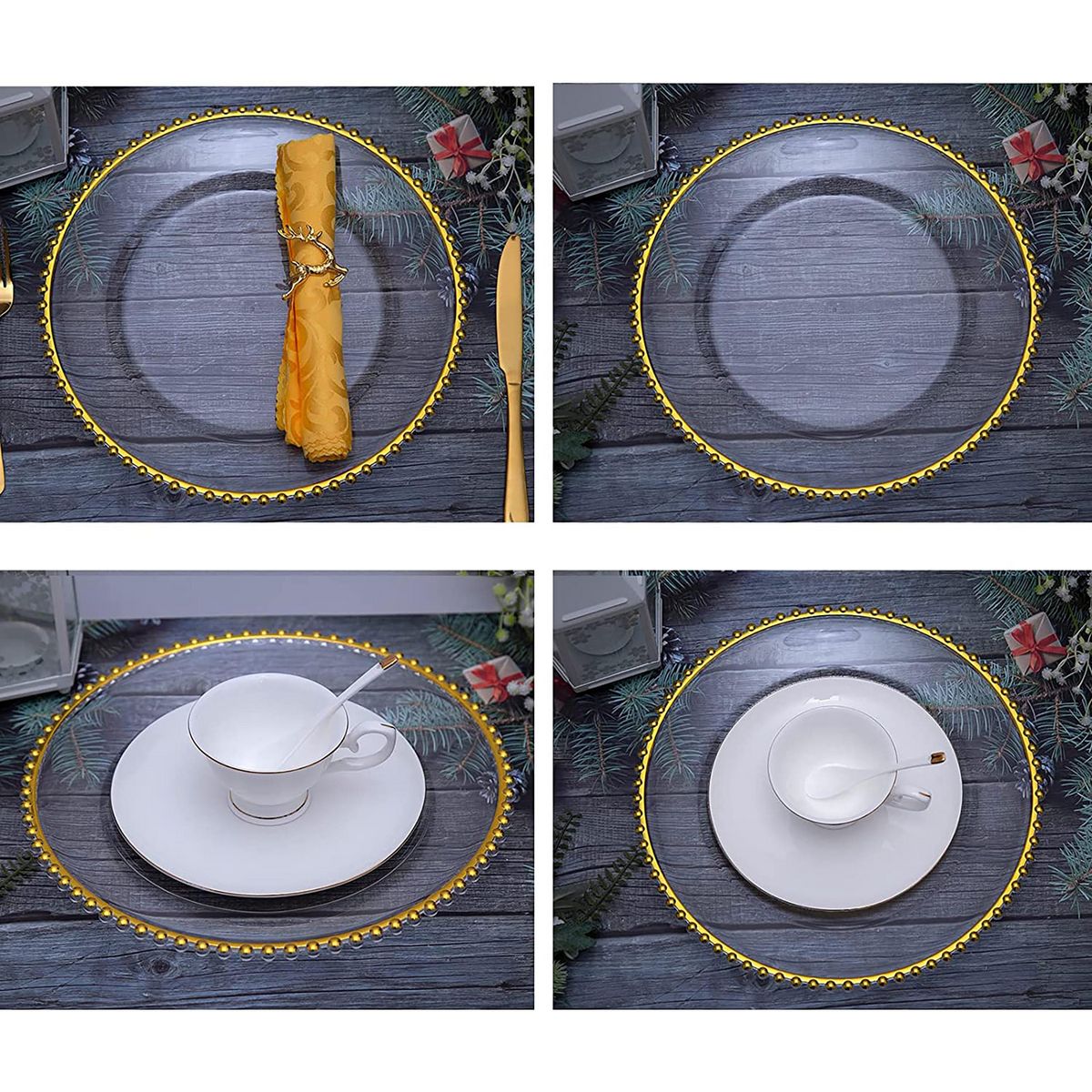 DEAR SANTA - Plato Navidad Plástico Dorado 32.8cm