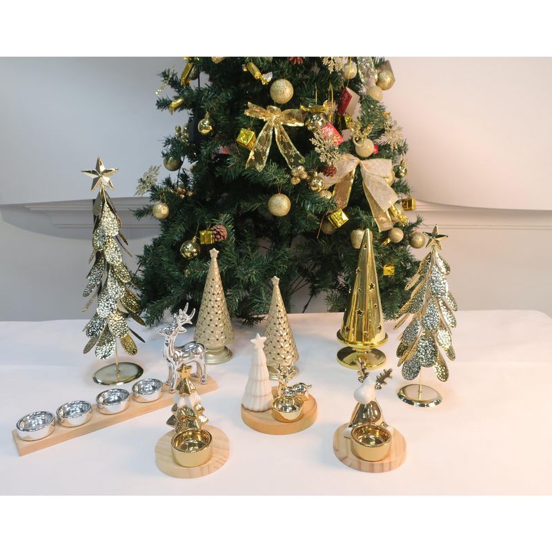 DEAR SANTA - Reno de Porcelana Dorado LED Navidad 11.6cm