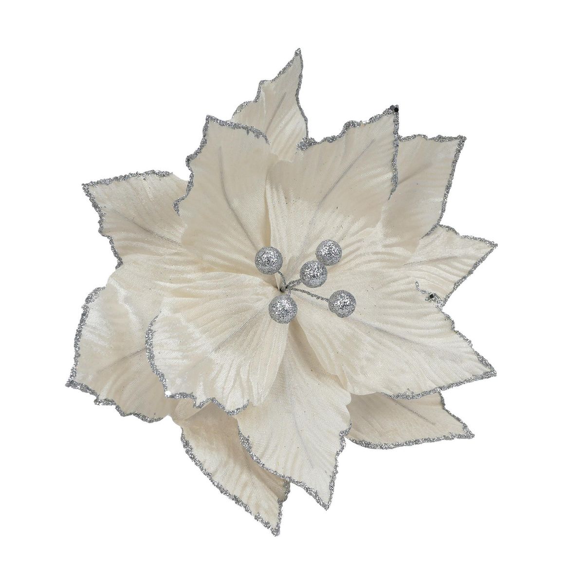 DEAR SANTA - Ponsettia Flor Clip Blanco Navidad 35cm