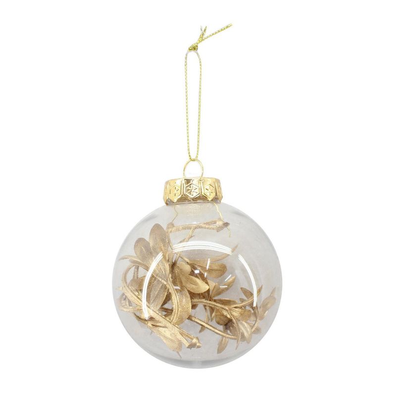 DEAR SANTA - Esfera Hoja Invierno Dorado Navidad 8cm