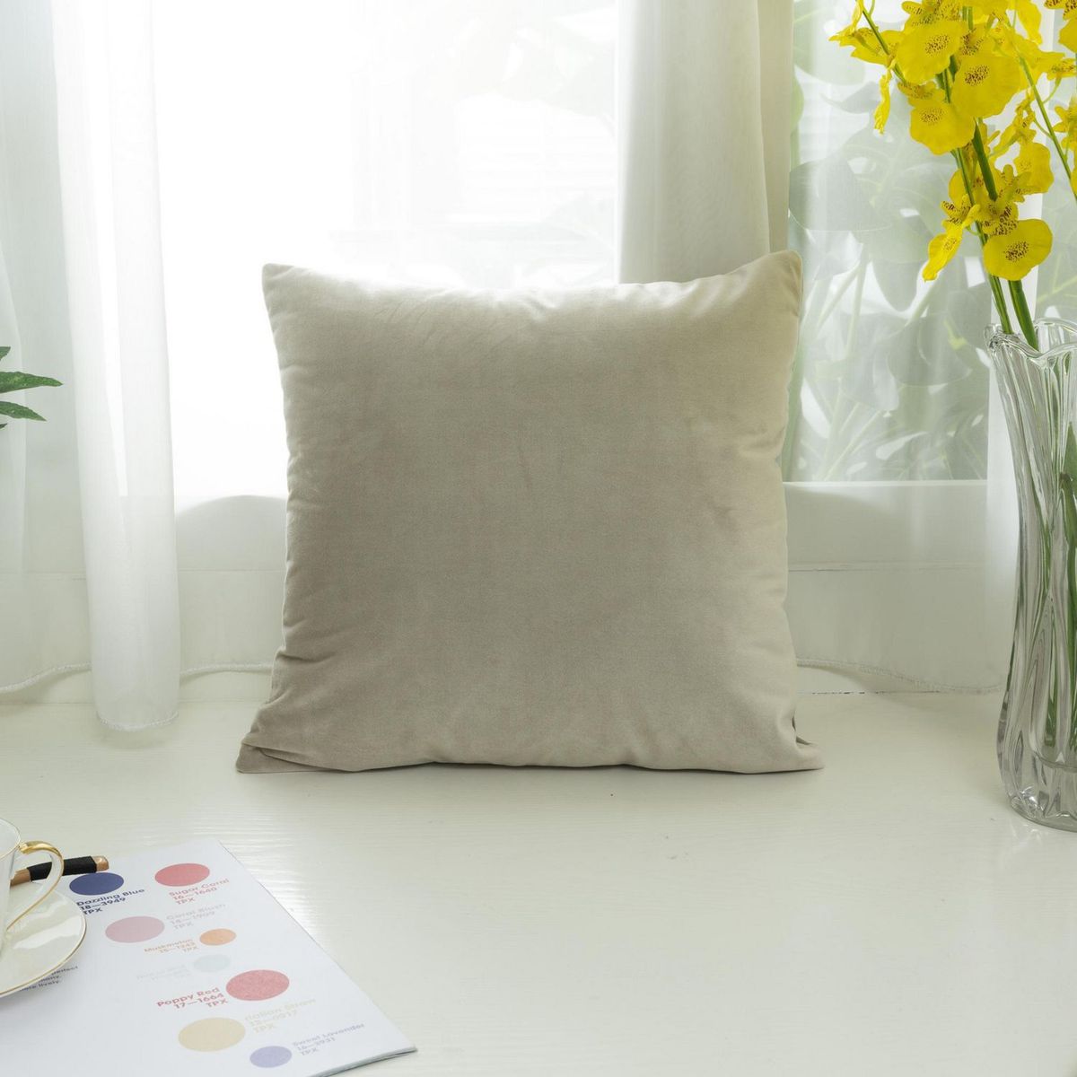 JUST HOME COLLECTION - Cojín 46x46cm Velvet Crudo