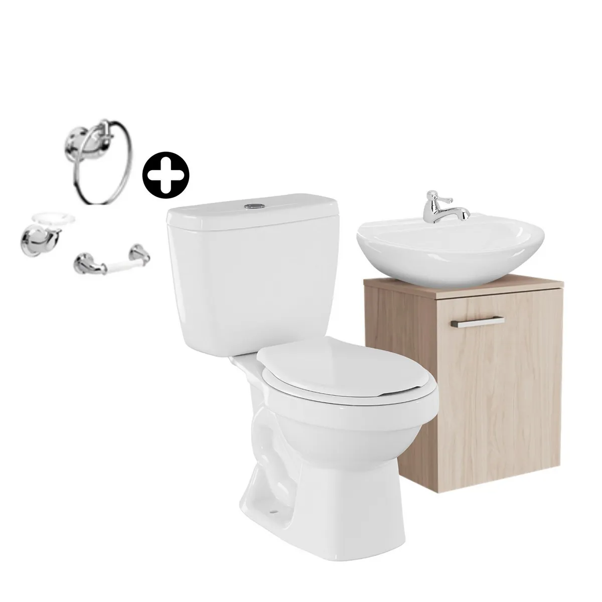 CORONA - Combo Mueble de Baño Ecoline + Inodoro + Accesorios + Griferías