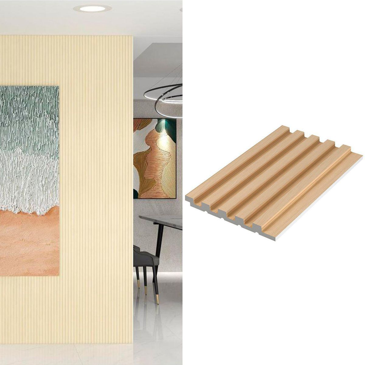 HOLZTEK - Wall Panel 3D Beige 240X12cm 0.28m2 - Venta por Unidad