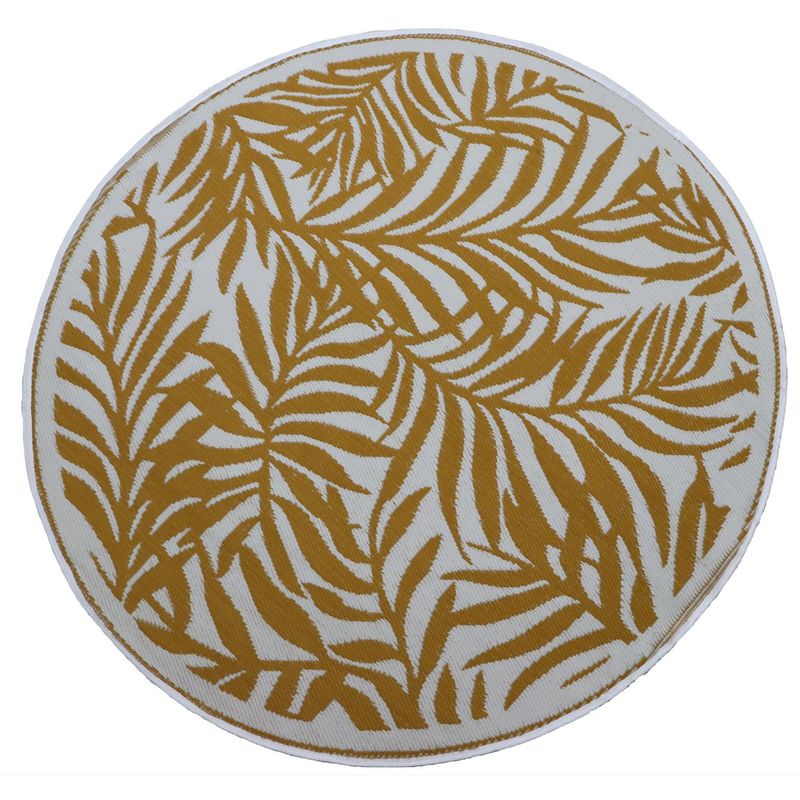 JUST HOME COLLECTION - Alfombra de Terraza Redonda Vintage Mostaza/Blanco 180cm
