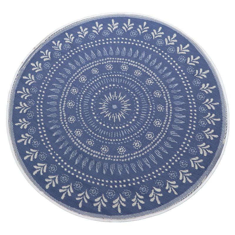 JUST HOME COLLECTION - Alfombra de Terraza Redonda Happy Summer Azul/Blanco 180cm