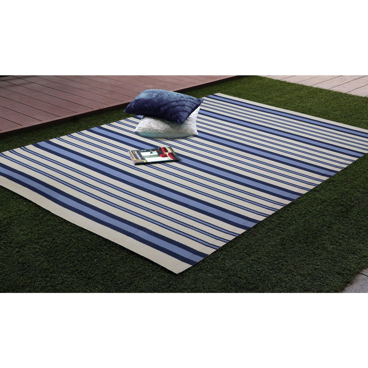 JUST HOME COLLECTION - Alfombra de Terraza Moderno Azul/Blanco 230x160cm