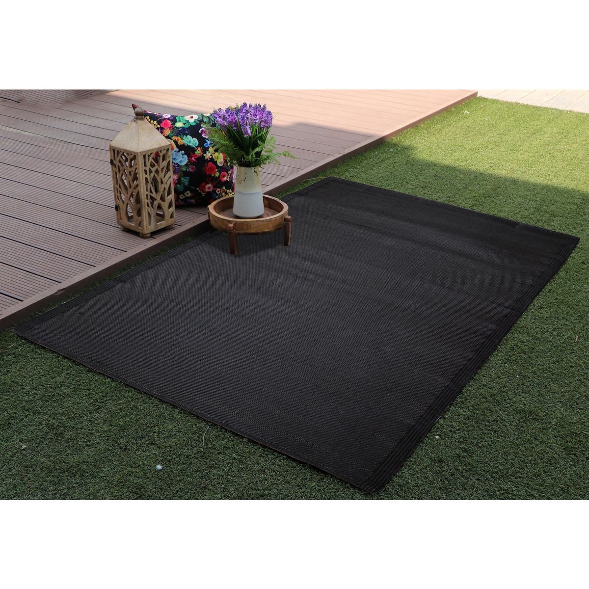 JUST HOME COLLECTION - Alfombra de Terraza Industrial Negro 180x120cm