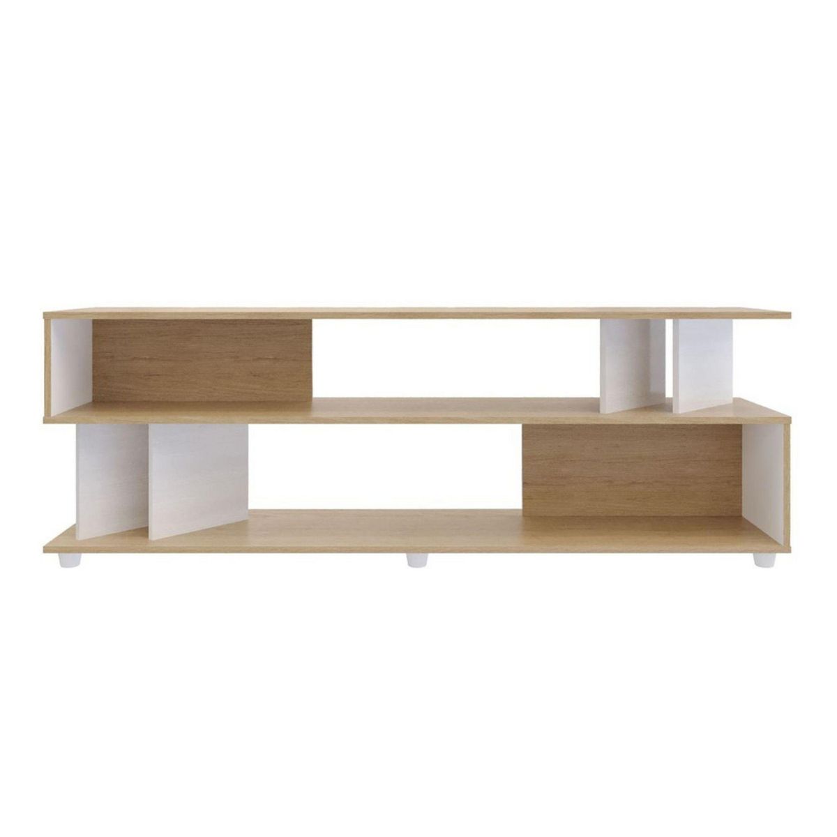 JUST HOME COLLECTION - Mesa de TV 60" Melamina Zag Blanco/Natural