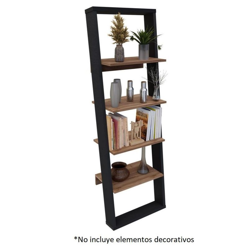 JUST HOME COLLECTION - Biblioteca 4 Repisas Covalt Negro/Haya