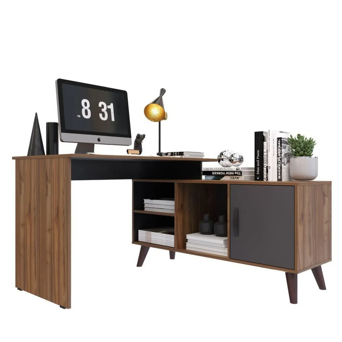 JUST HOME COLLECTION - Escritorio en L Castaño Melamina Chelsea