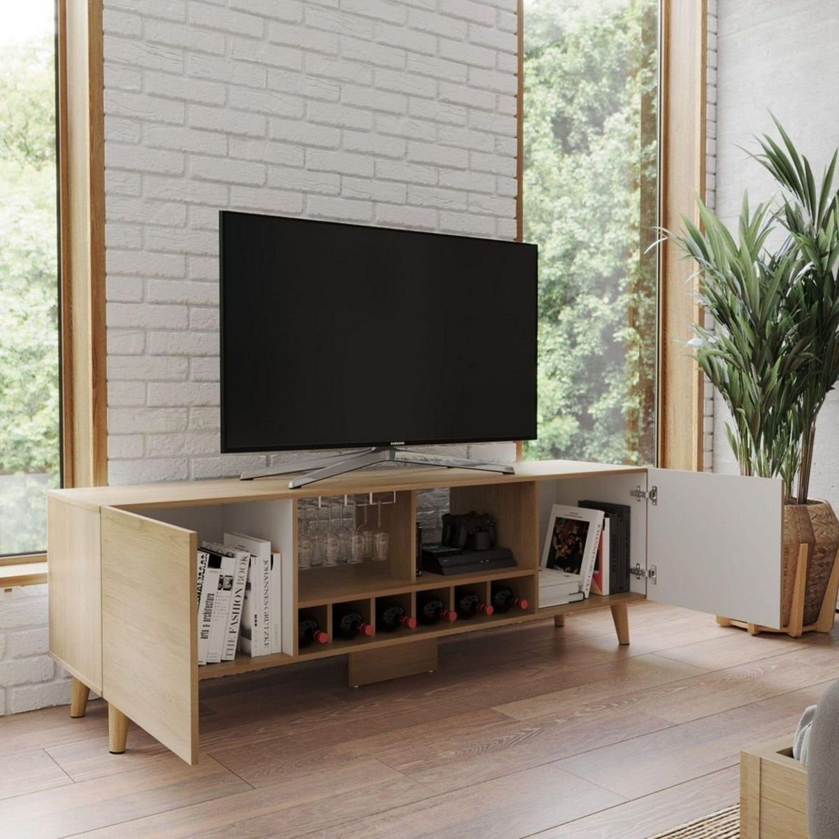 JUST HOME COLLECTION - Mesa de TV 70" Melamina York Natural