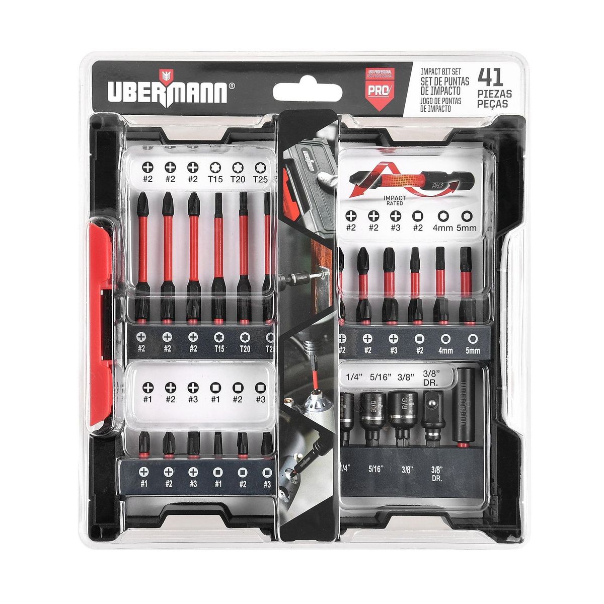 UBERMANN - Set De Punta Para Atornillar 41 Piezas