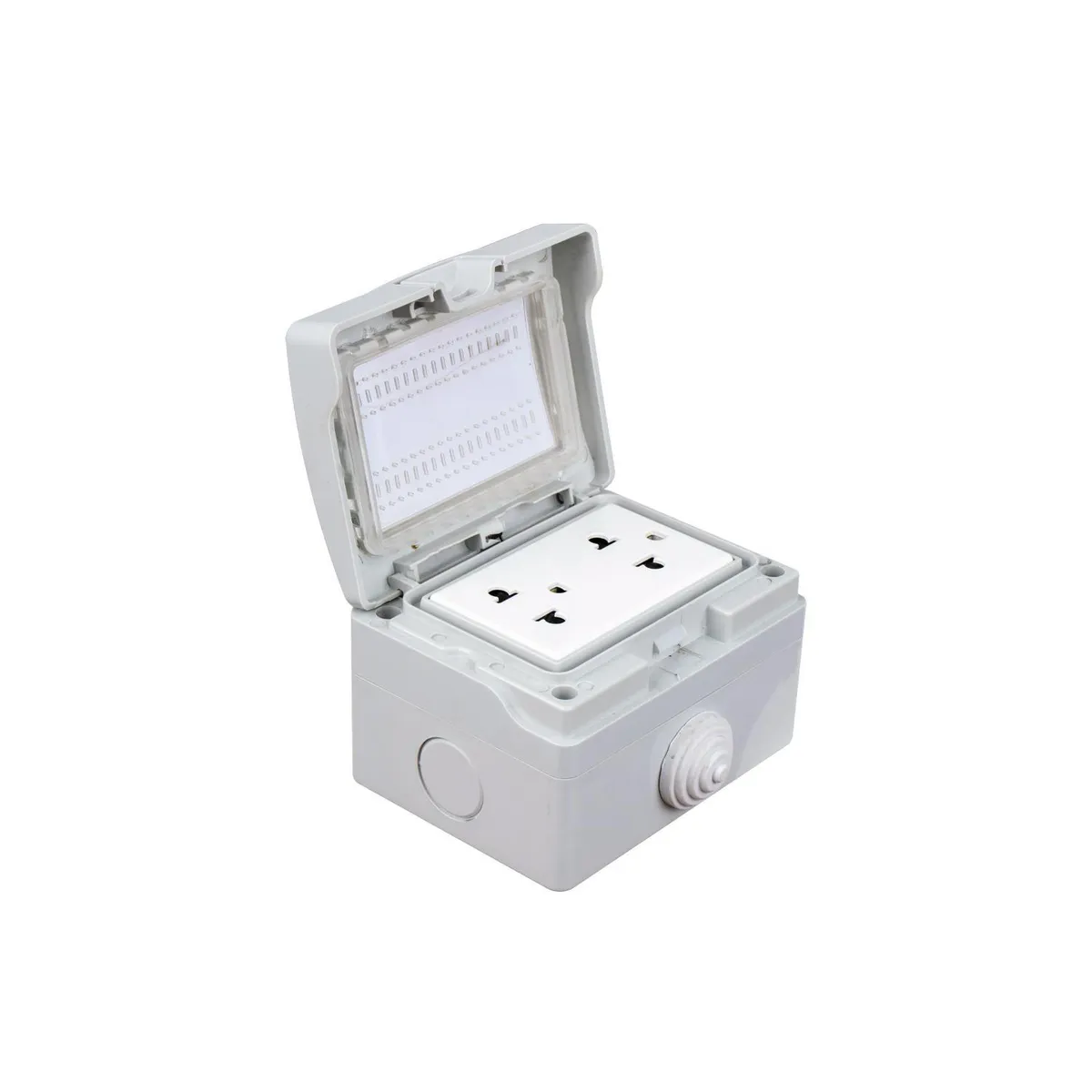 HALUX - Placa Adosable Hidrobox + Toma Doble