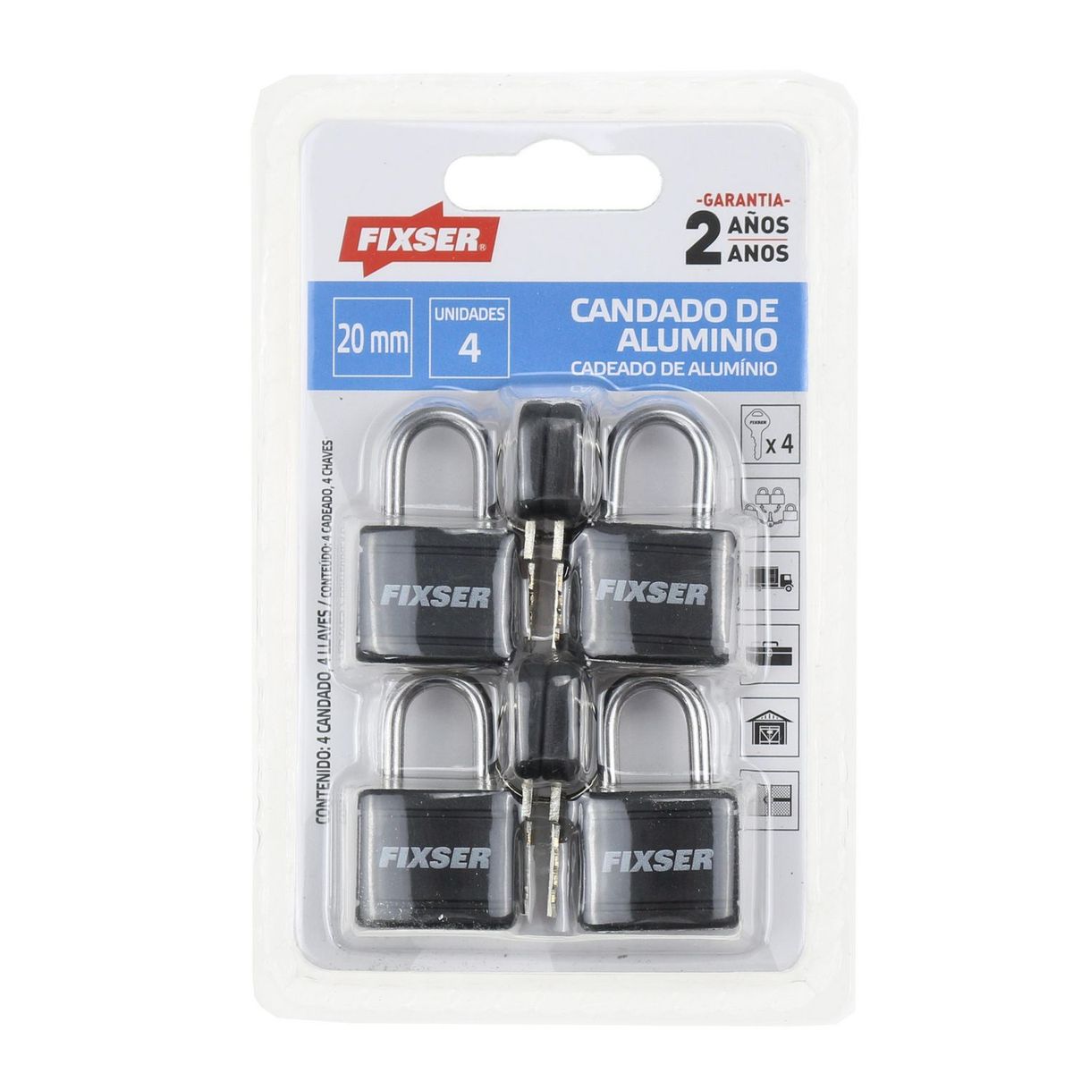 FIXSER - Set de Candado de Aluminio Fixser 4 Piezas