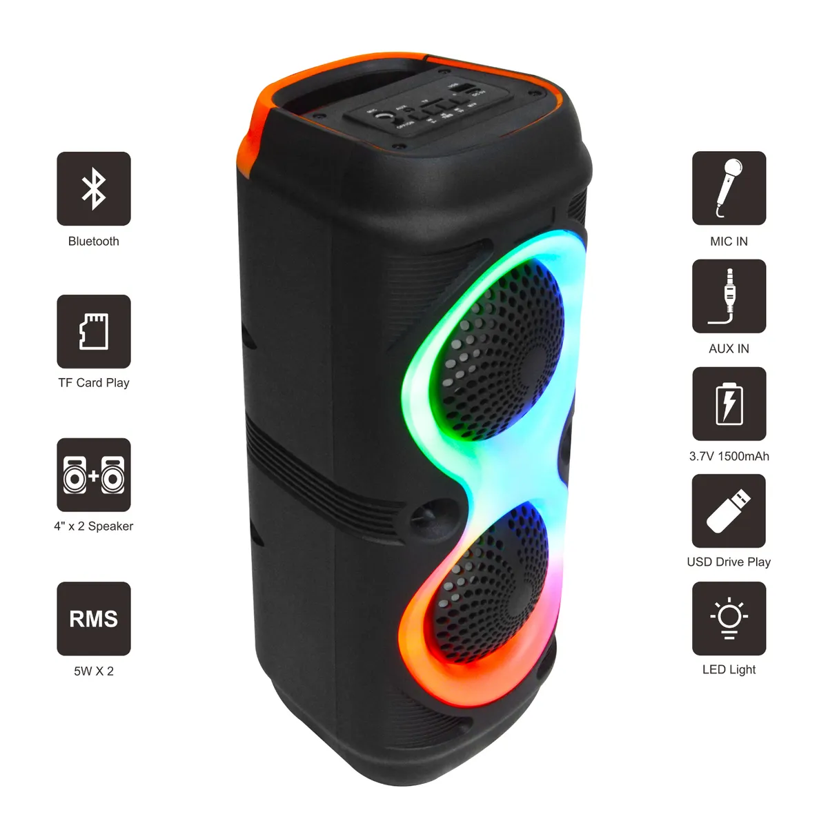 DAIRU - Parlante Karaoke Bluetooth TWS Dairu Negro