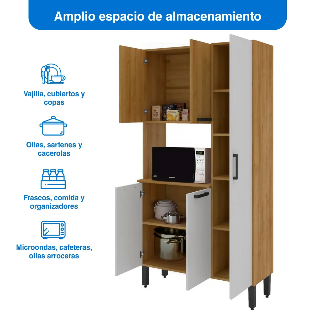 DITALIA - Alacena Sophia 5 Puertas MDP 90cm