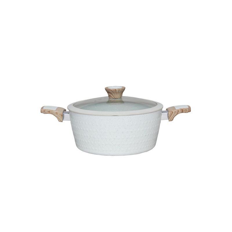 JUST HOME COLLECTION - Olla Aluminio Tapa de Vidrio Beige 26cm