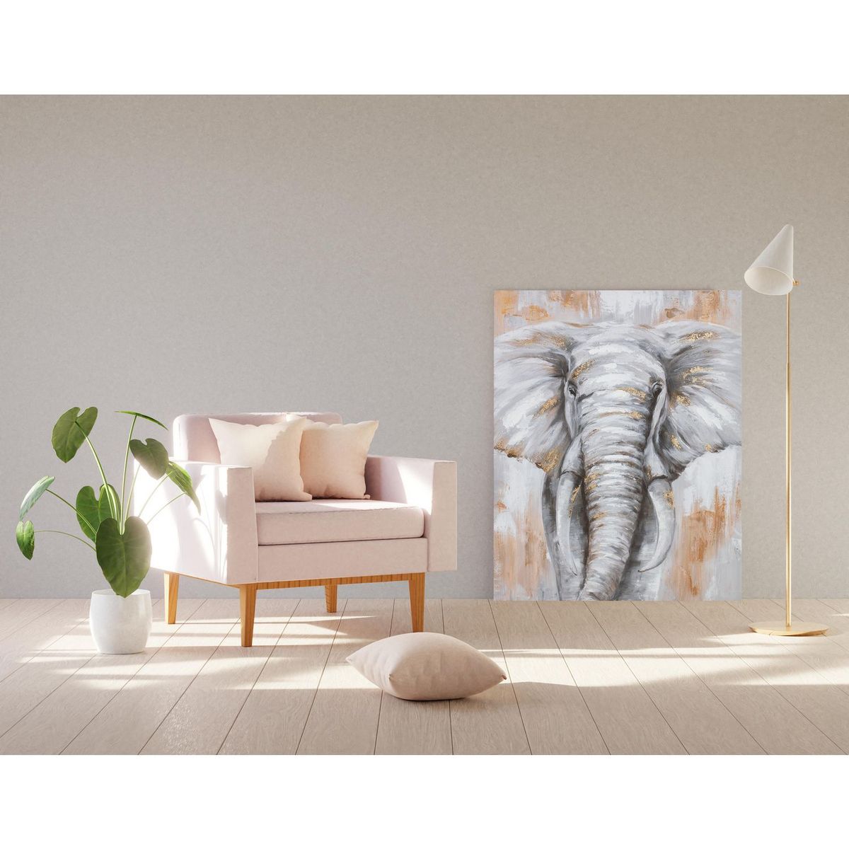 JUST HOME COLLECTION - Cuadro Canvas Elefante Multi 80X100 CM