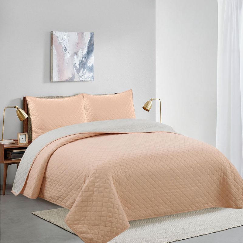 CASA BONITA - Cubrecama Bicolor Promo Coral 1.5P